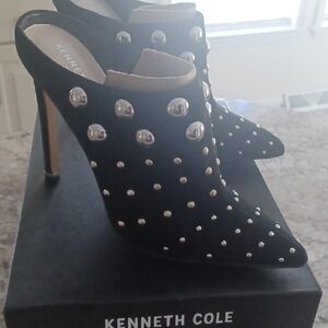 Black Suede Mule Silver Studs, Never Worn. With Box..make An Offer